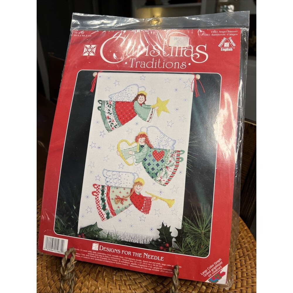 NEW Holiday Angel Banner Christmas Traditions 1961 counted cross stitch kit